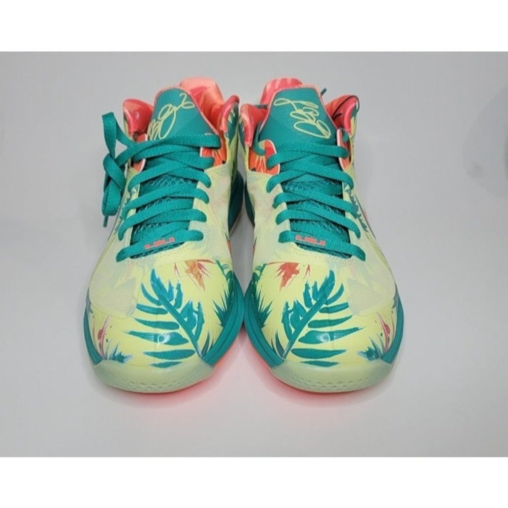 Nike LeBron IX 9 Low LeBronald Shoes Lime Mango Men's 10 D09355-300 Floral 11.5W